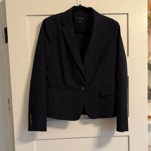 Ann Taylor Dark Navy Single-Button Tailored Blazer